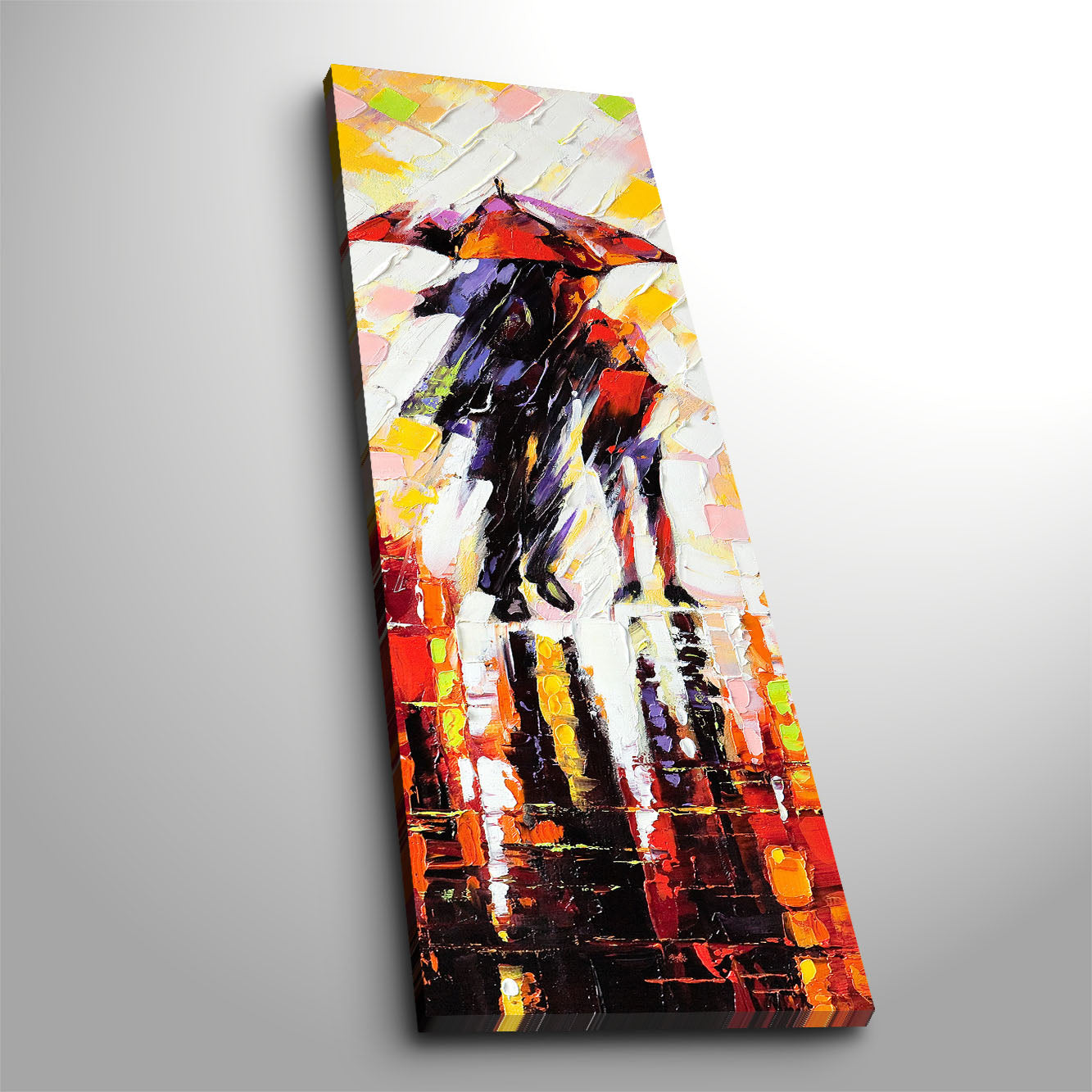 Quadro Decorativo Canvas Multicolor 30x90cm - Moldura Madeira