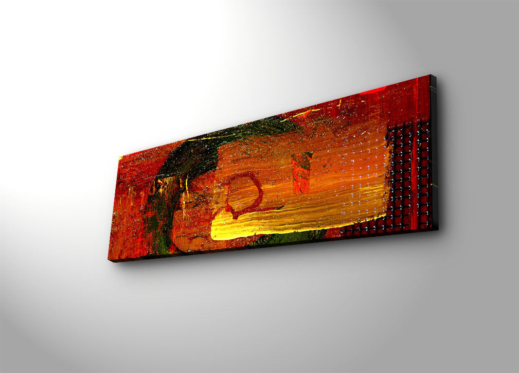 Tela Decorativa Multicolor Premium 30x90cm | Moldura Madeira