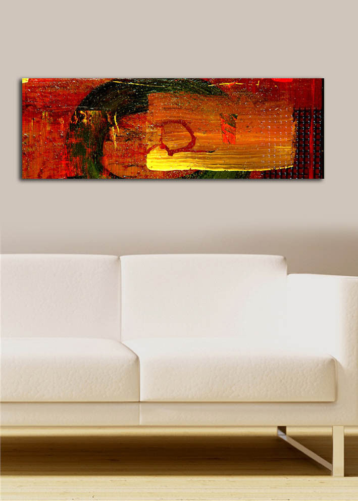 Tela Decorativa Multicolor Premium 30x90cm | Moldura Madeira