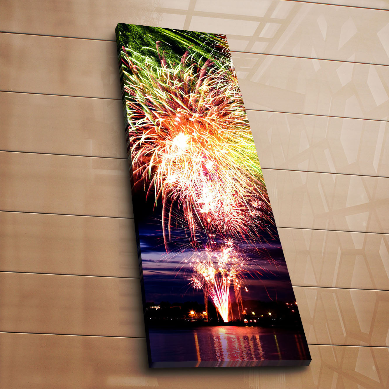 Tela Decorativa Multicolor 30x90cm - Moldura Madeira Premium