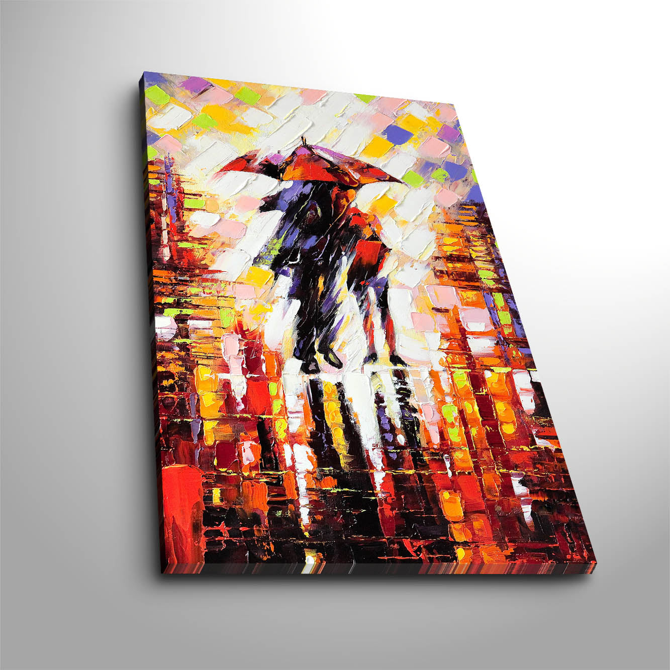 Tela Decorativa Multicolor em Canvas Suede com Moldura Madeira 45x70cm