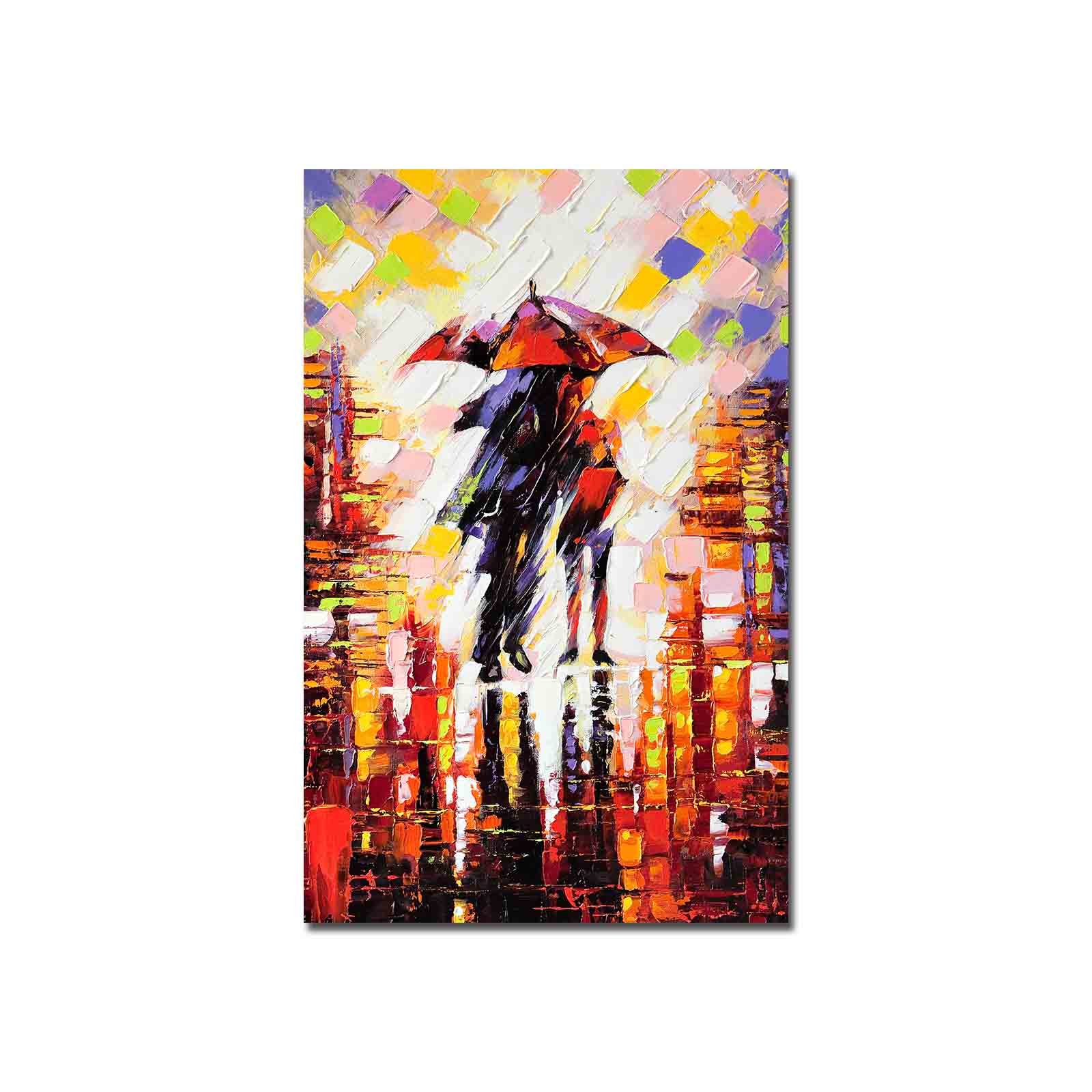 Tela Decorativa Multicolor em Canvas Suede com Moldura Madeira 45x70cm