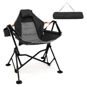 Silla Hamaca de Camping con Respaldo Ajustable y Reposacabezas - Negro y Gris