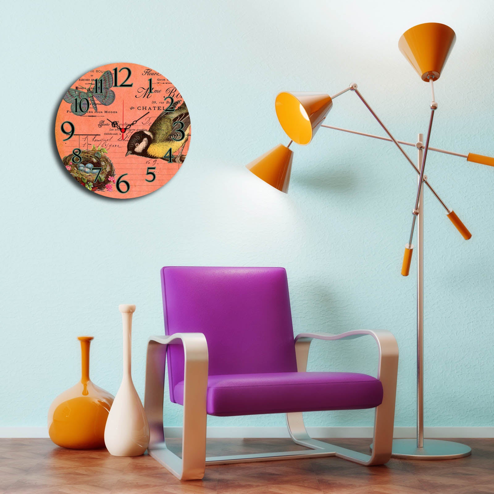 Relógio Decorativo Ms-33 Multicolor - Design Moderno 40cm