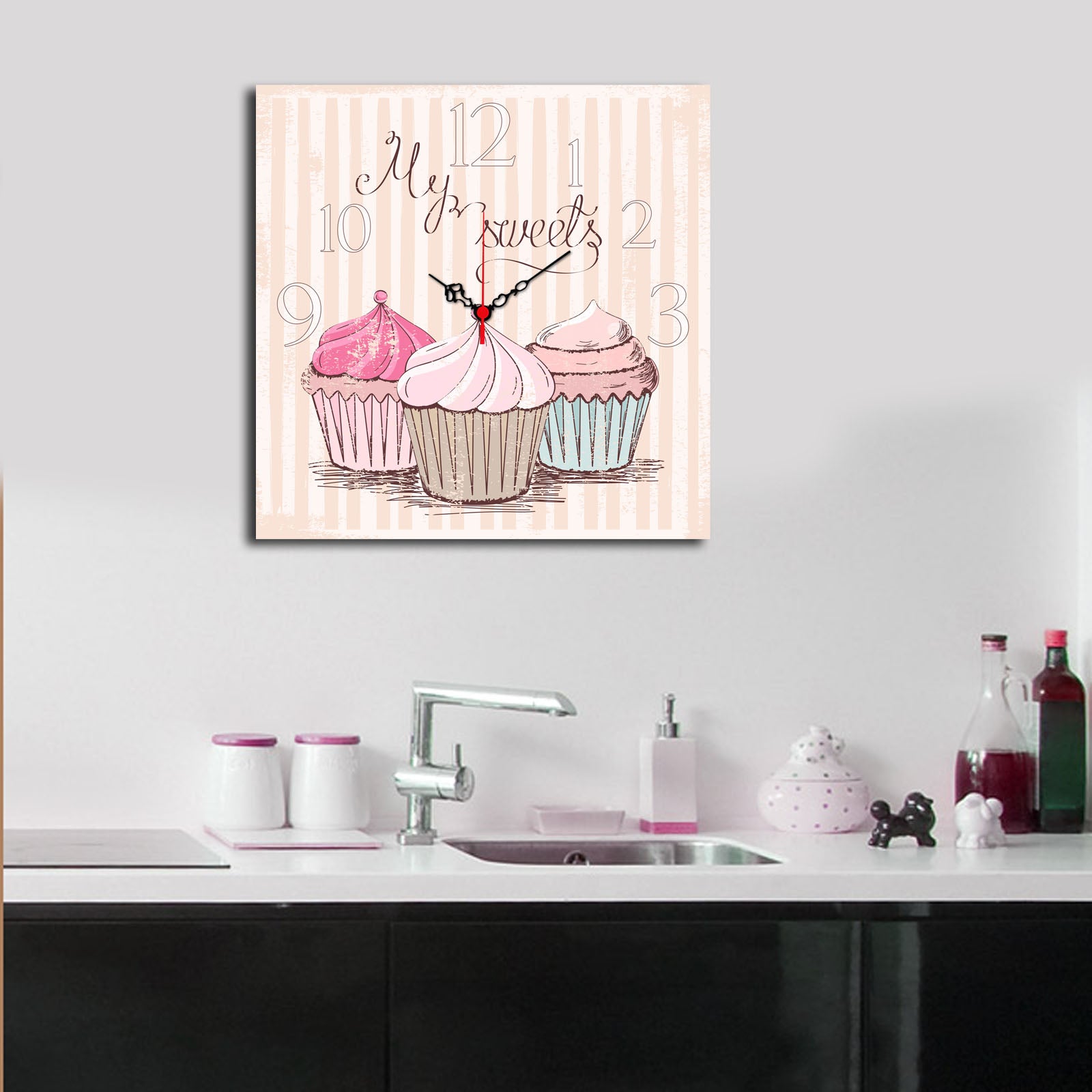 Relógio Decorativo MDF Multicolor Premium 40x40cm - Msk-13
