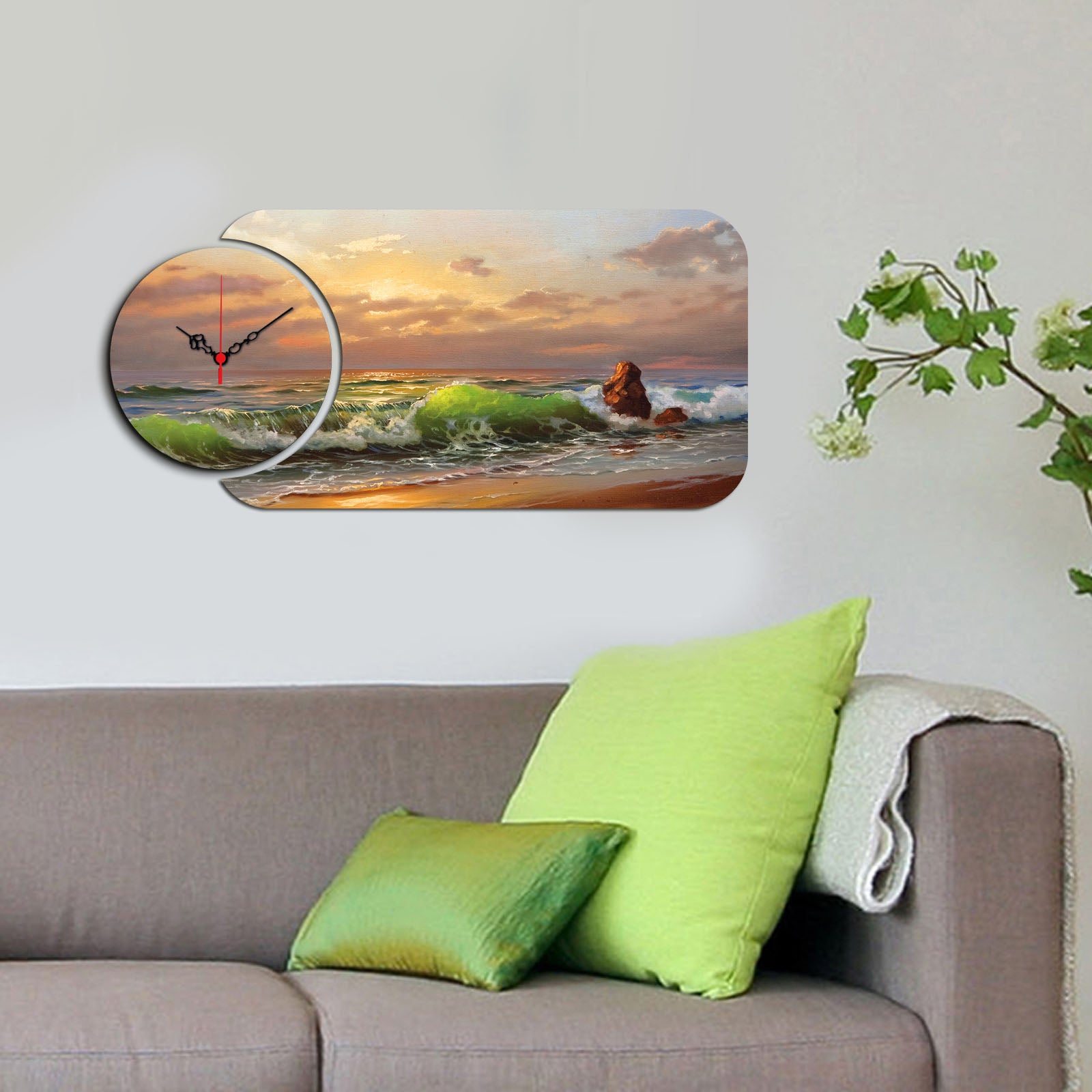 Relógio Decorativo Multicolor YMS-06 - Design Moderno 2 Peças