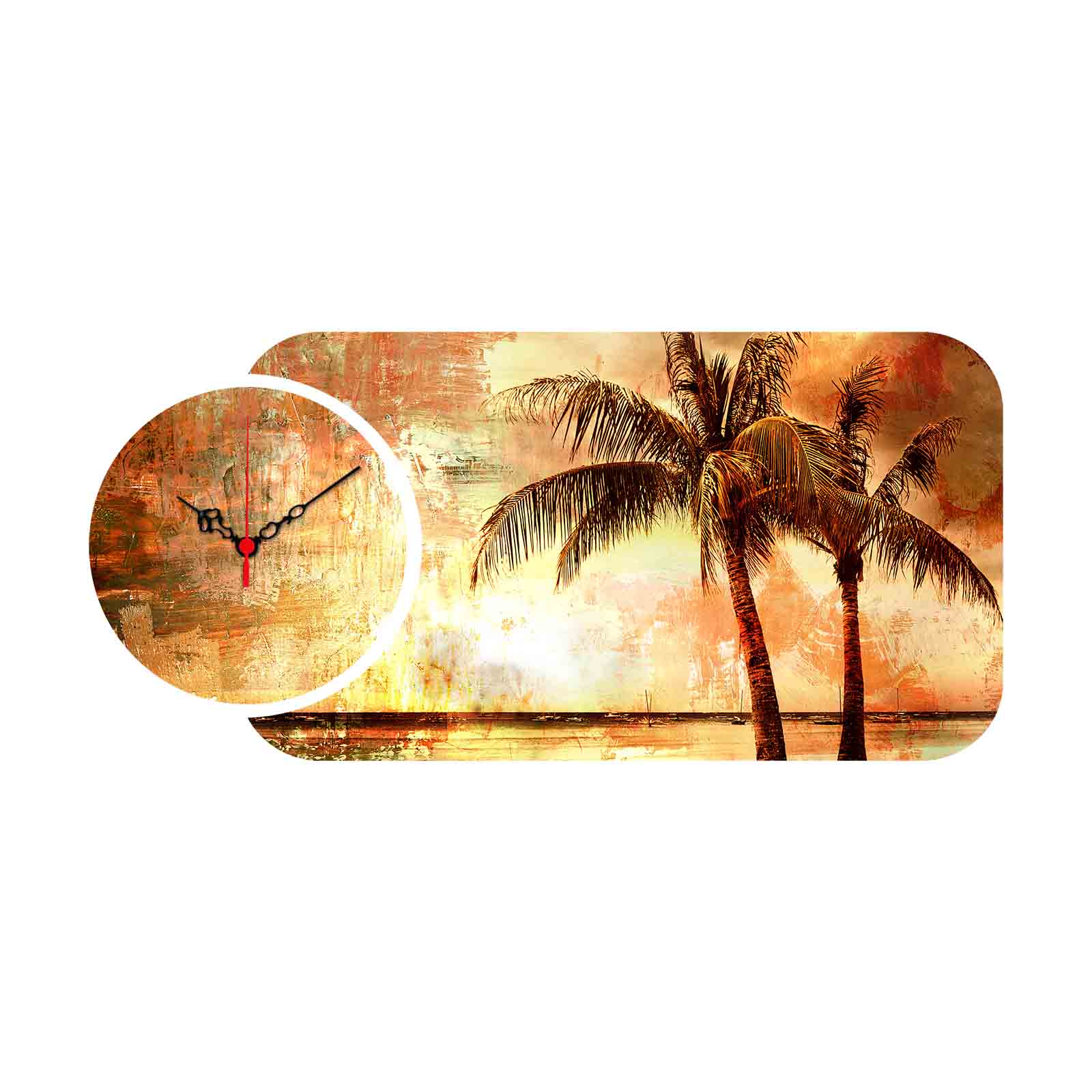 Relógio Decorativo MDF Multicolor YMS-08 - Design Moderno 2 Peças