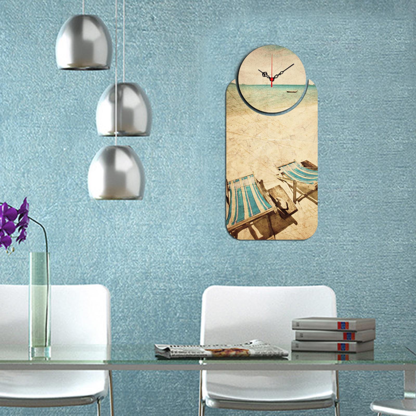 Relógio Decorativo MDF Multicolor YMS-10 - 2 Peças Design Moderno