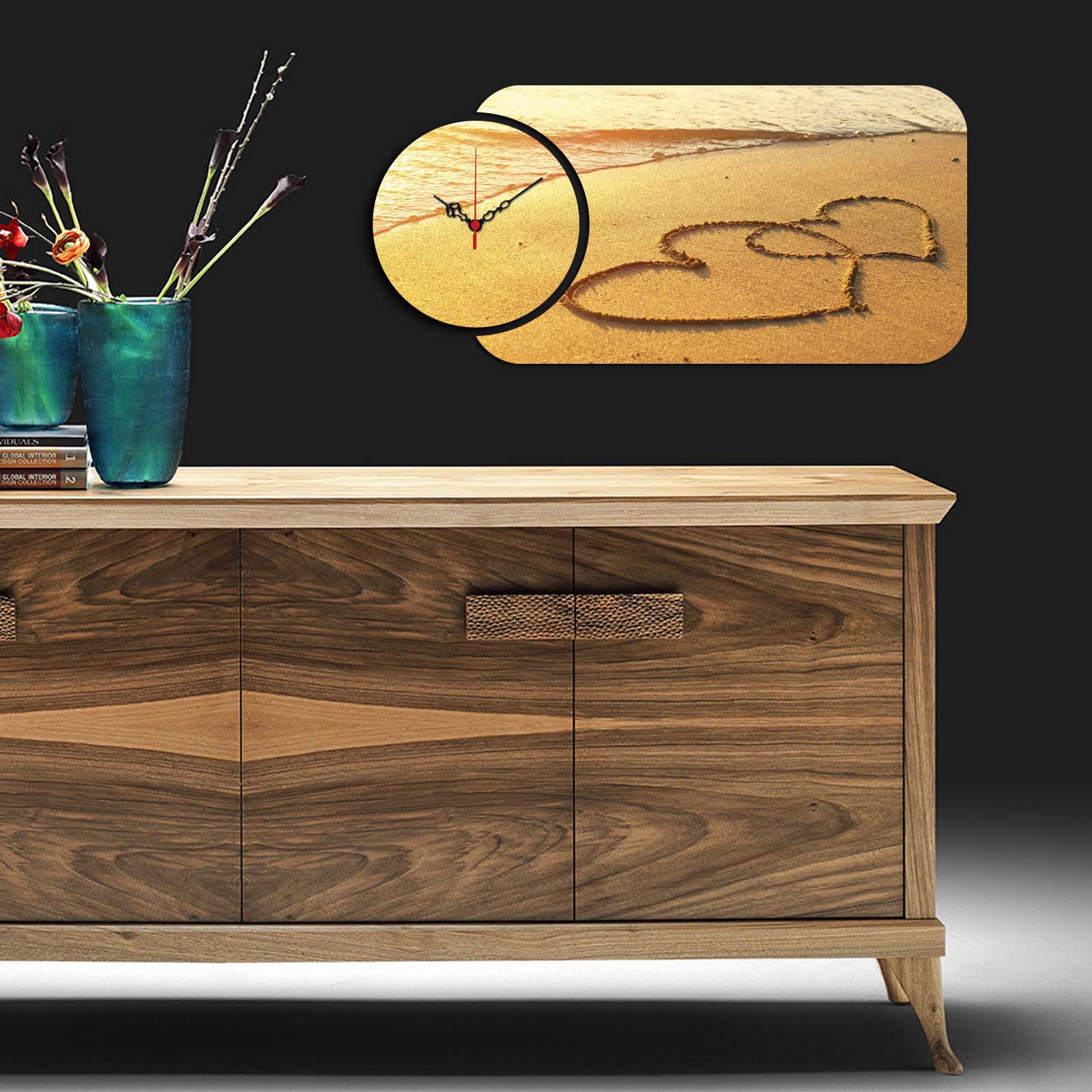 Relógio Decorativo MDF Multicolor YMS-21 - 2 Peças Premium