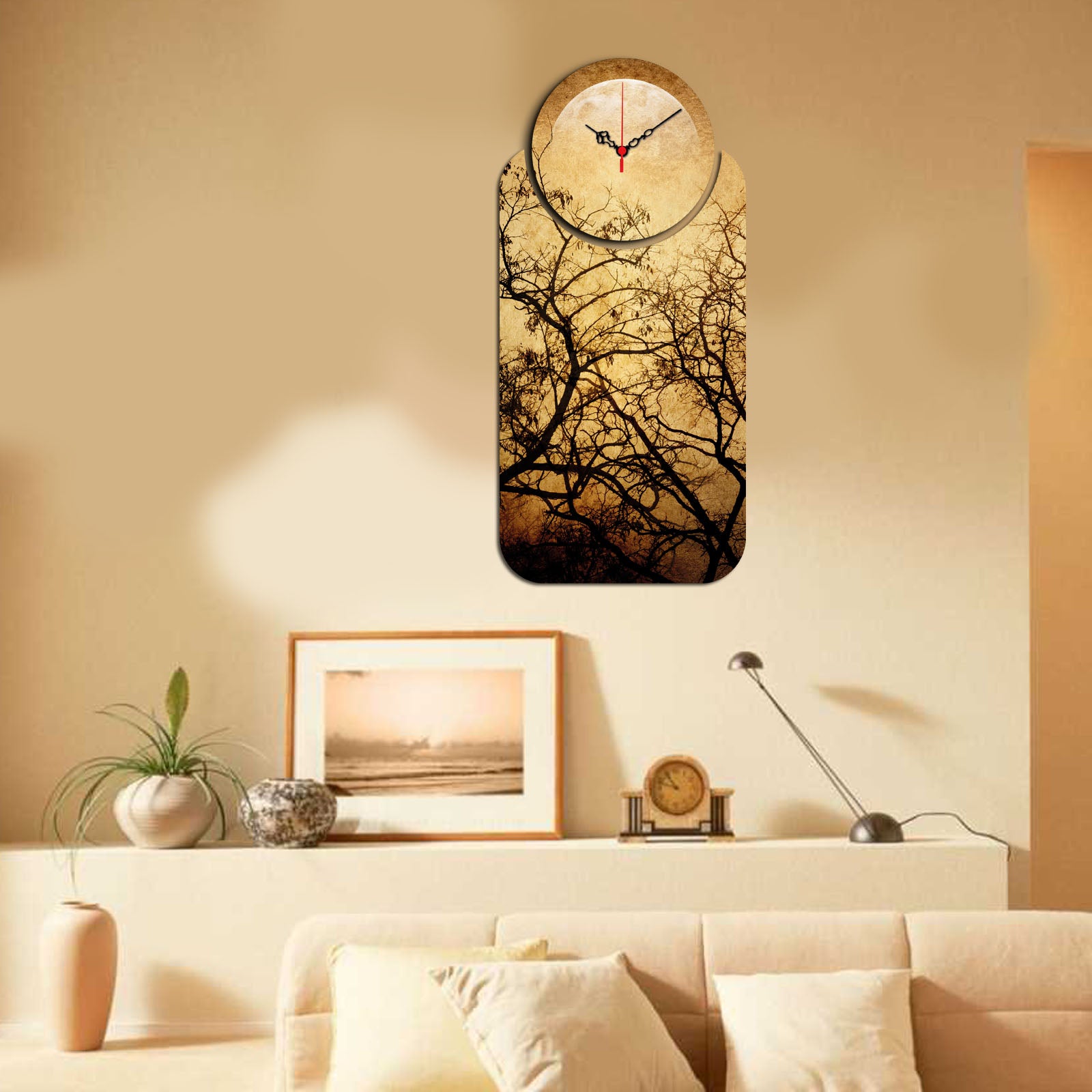 Relógio Decorativo MDF Multicolor YMS-25 - Design Moderno 2 Peças