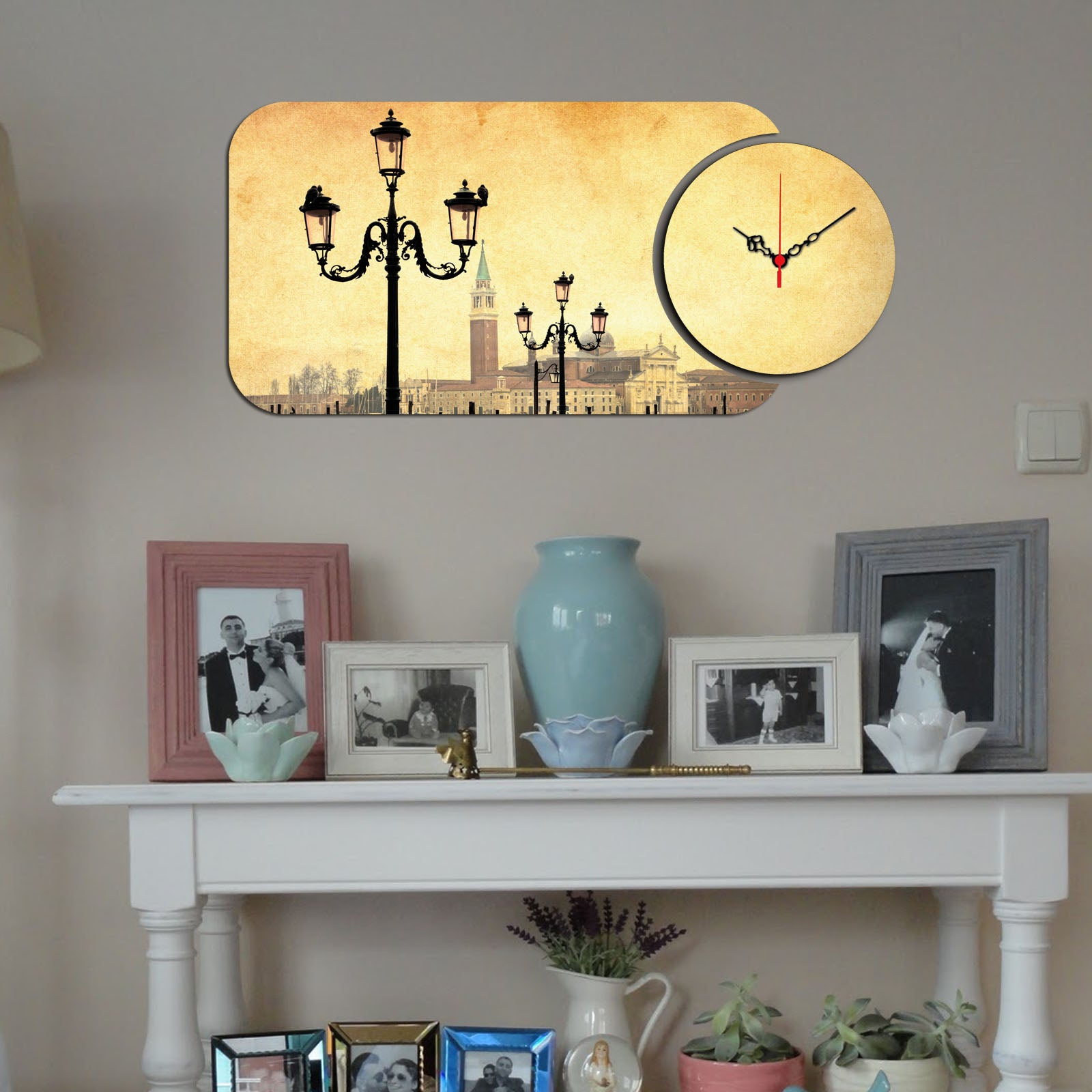 Relógio Decorativo MDF Multicolor YMS-26 - 2 Peças Design Moderno