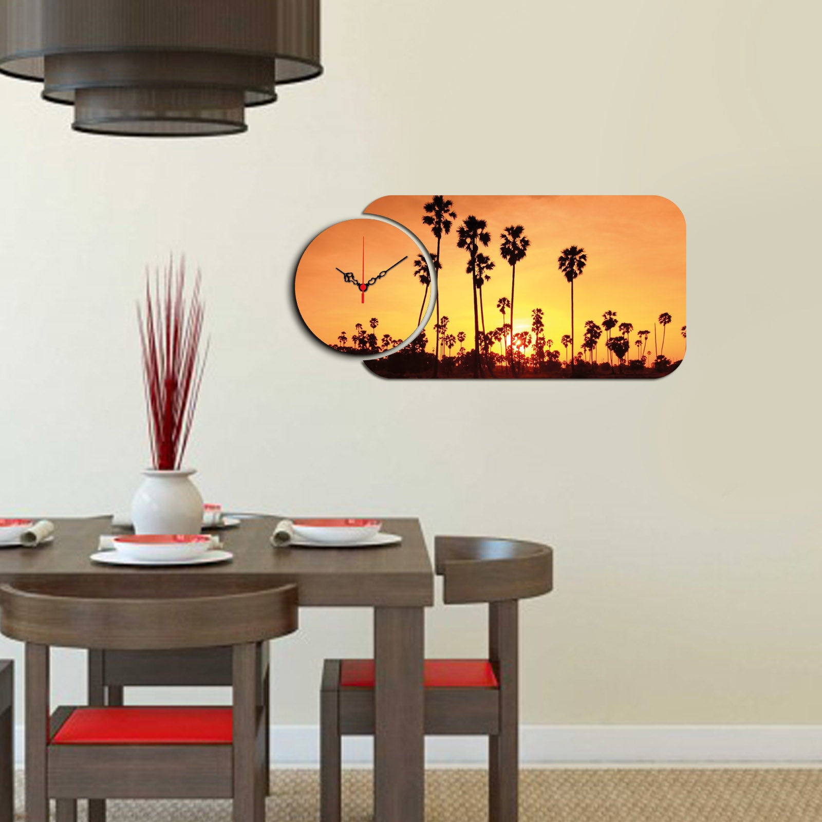 Relógio Decorativo MDF Multicolor 68x32cm - Design Moderno