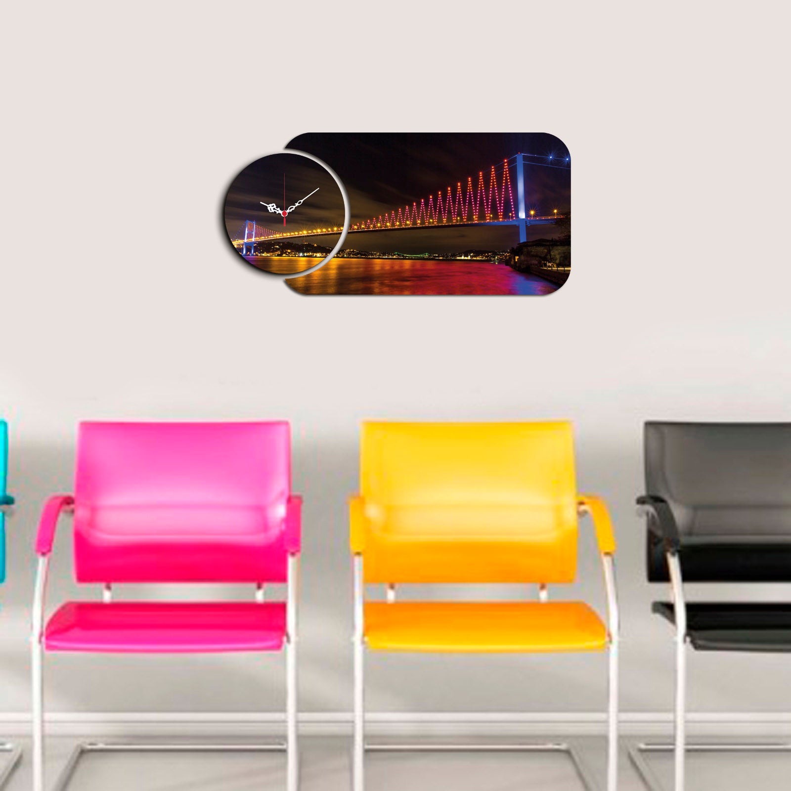 Relógio Decorativo MDF Multicolor YMS-37 - Design Premium 2 Peças