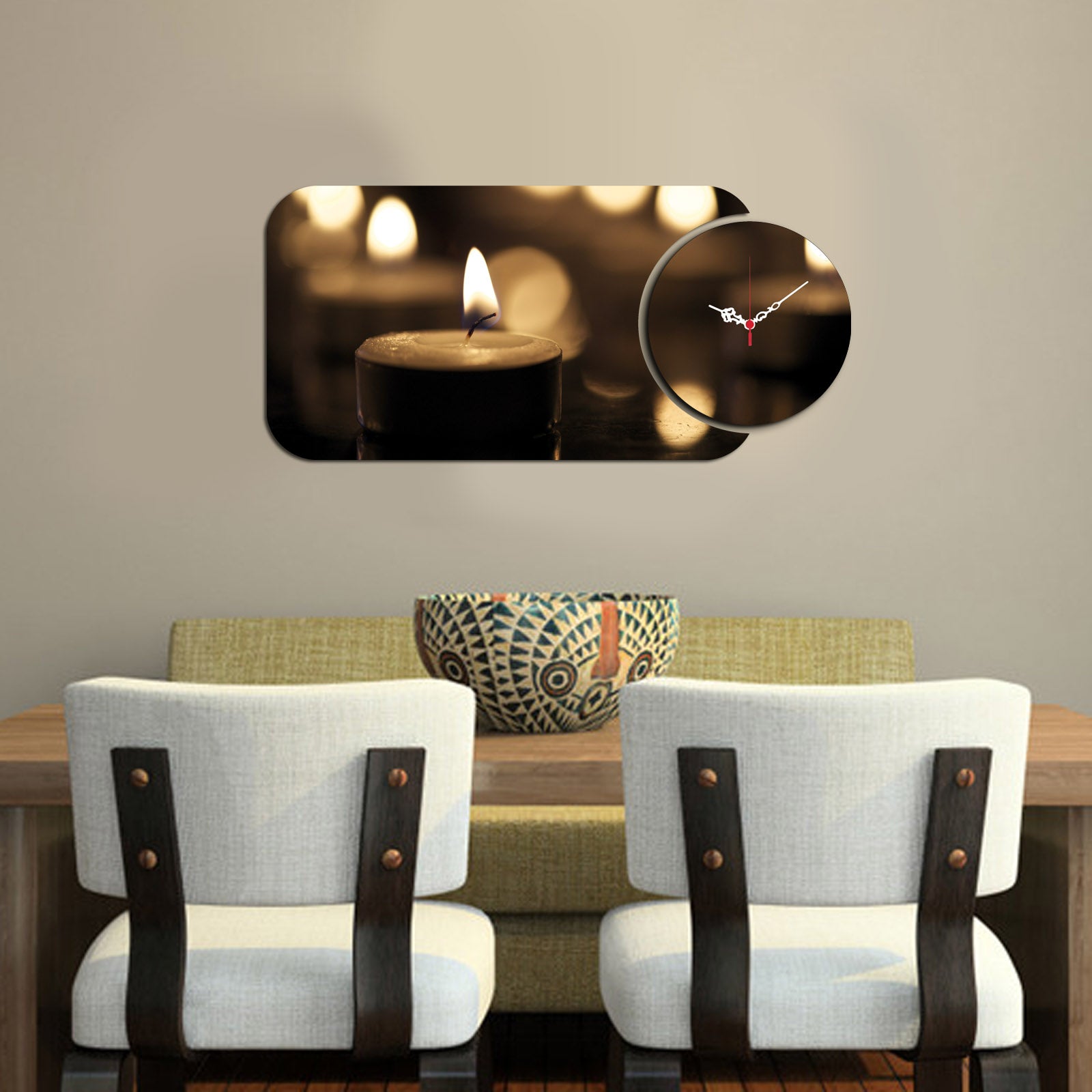 Relógio Decorativo MDF Multicolor 2 Peças - Design Moderno