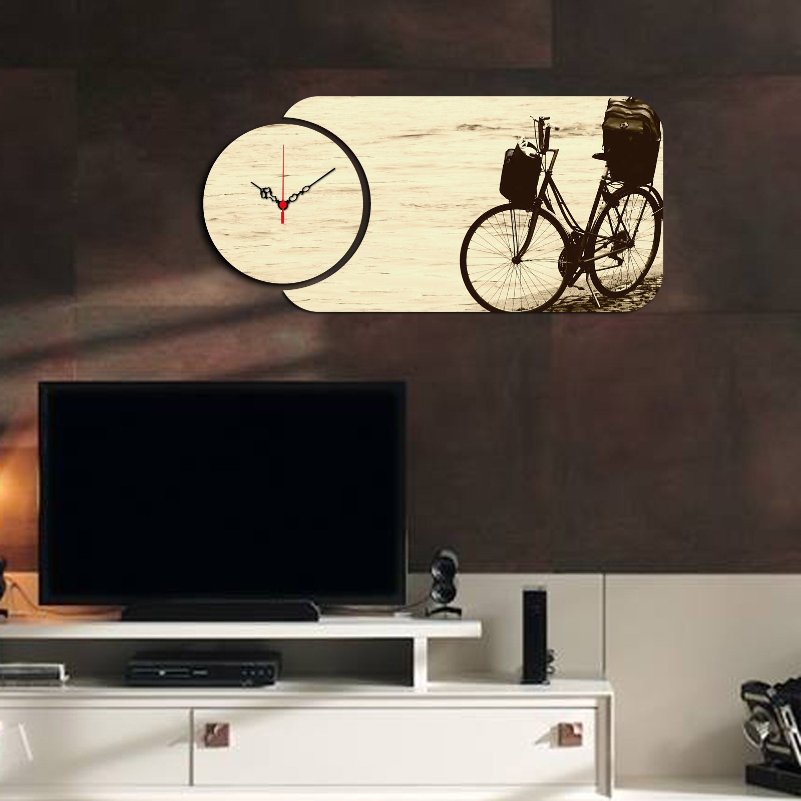 Relógio Decorativo MDF Multicolor YMS-45 - 2 Peças Premium