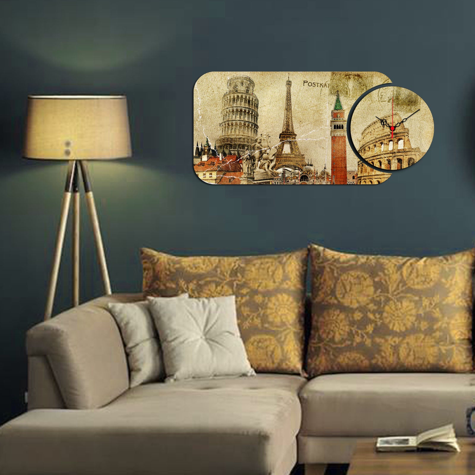 Relógio Decorativo MDF Multicolor YMS-52 - 2 Peças Premium