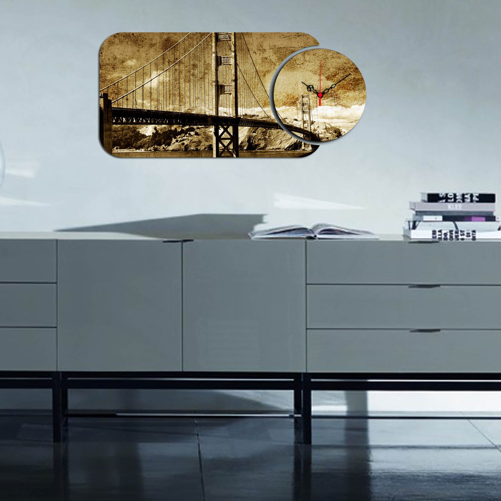Relógio Decorativo MDF Multicolor YMS-55 - 2 Peças Premium