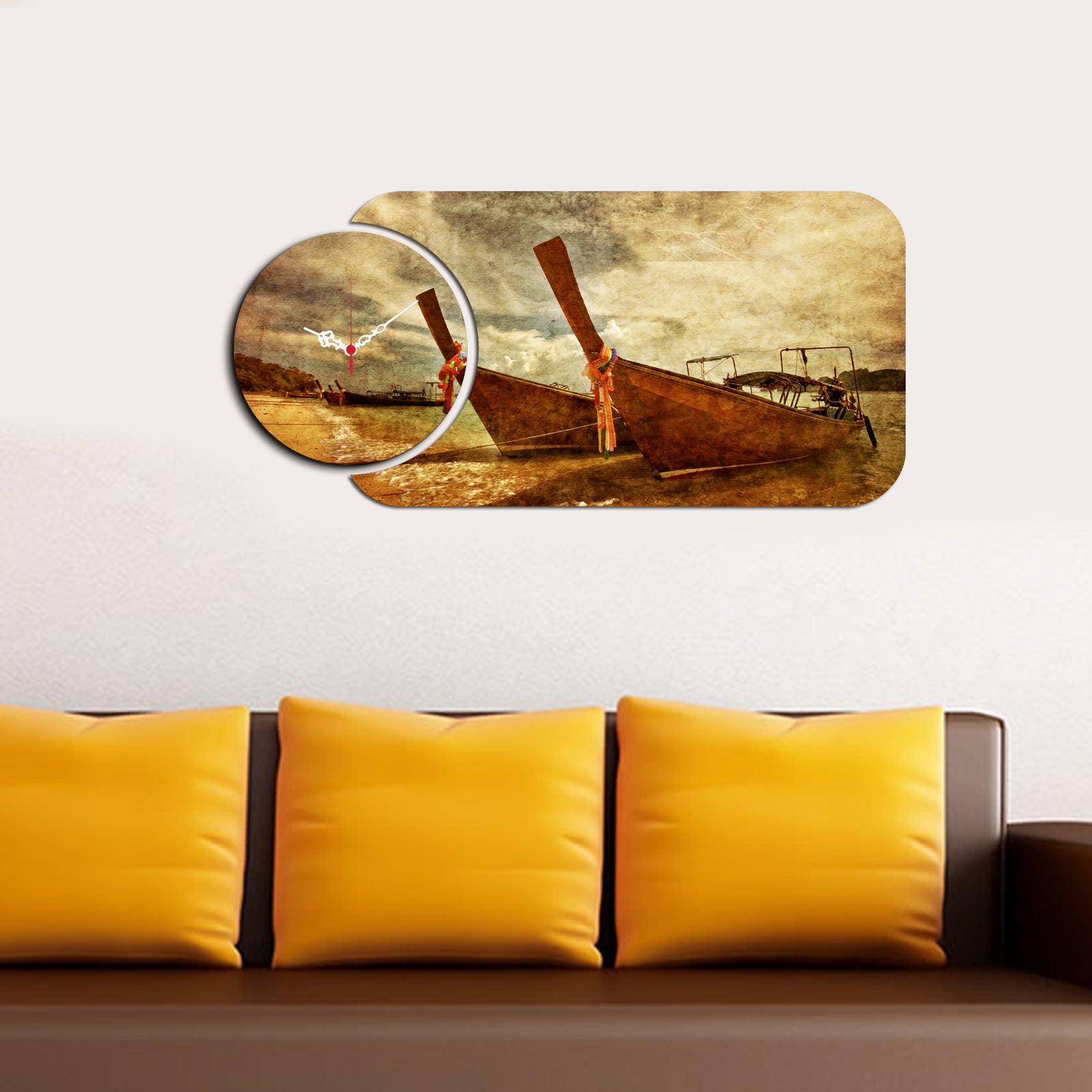 Relógio Decorativo MDF Multicolor YMS-66 - 2 Peças Premium