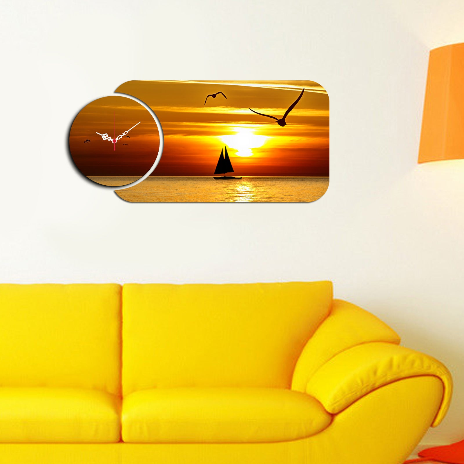 Relógio Decorativo MDF Multicolor YMS-67 - 2 Peças Luxo