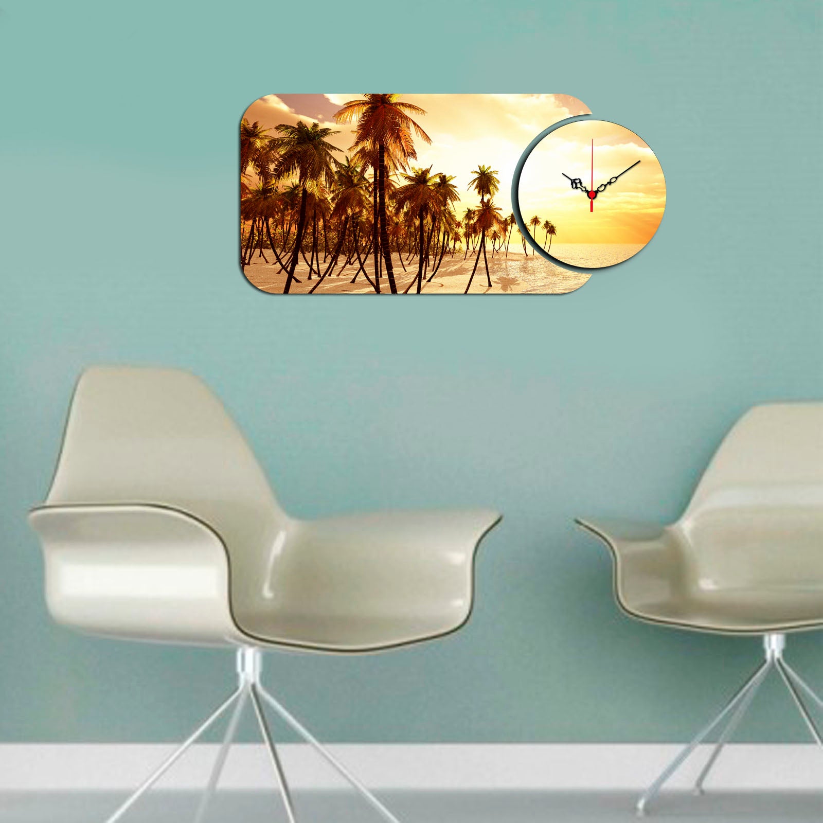 Relógio Decorativo MDF Multicolor - 2 Peças Design Moderno