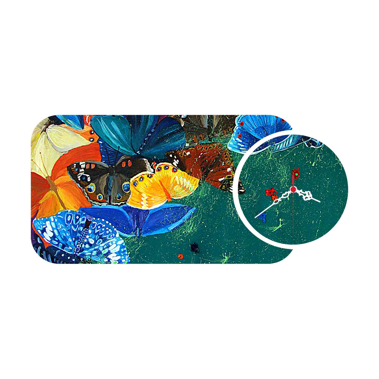 Relógio Decorativo MDF Multicolor YMS-75 - 2 Peças Premium