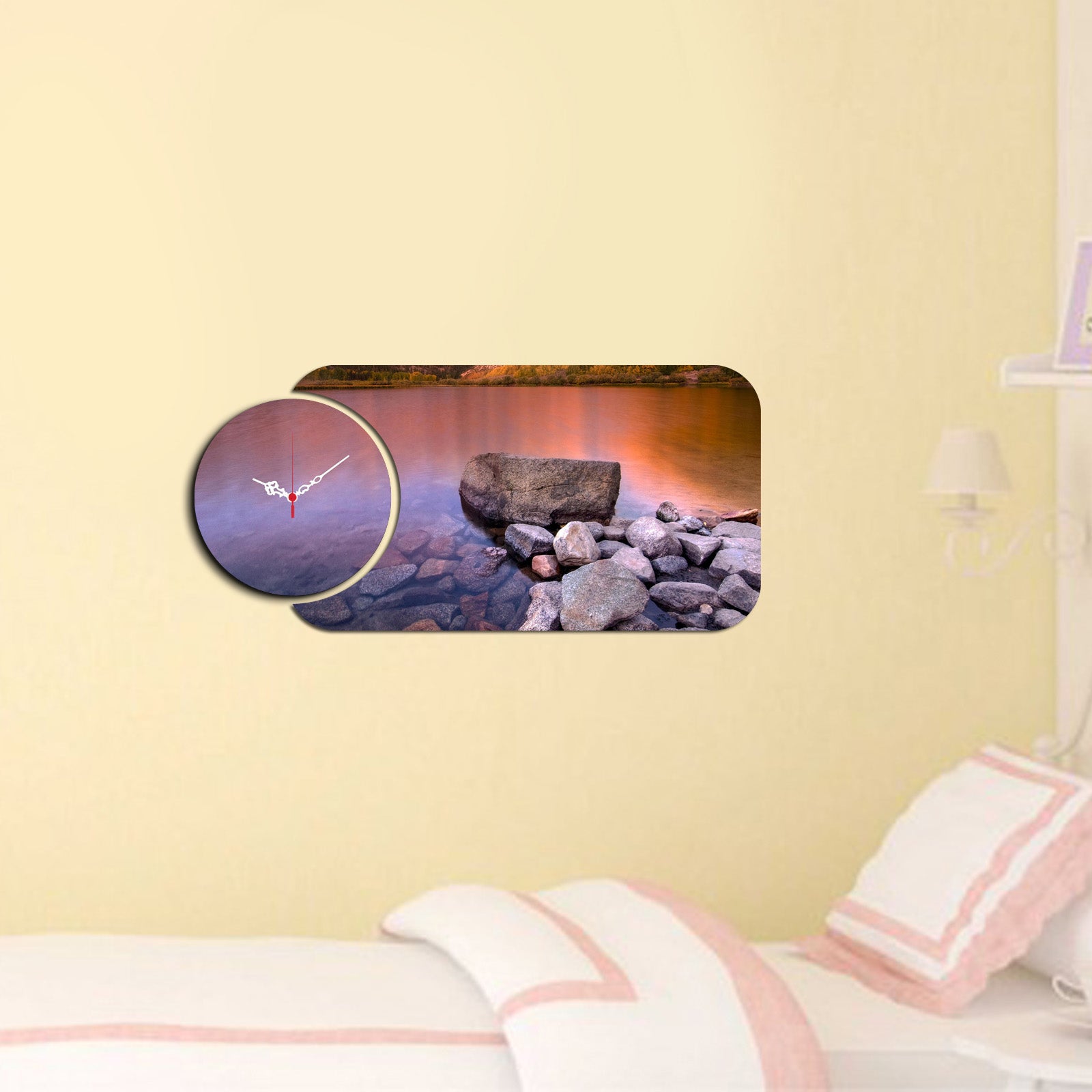 Relógio Decorativo MDF Multicolor YMS-82 - 2 Peças Luxo