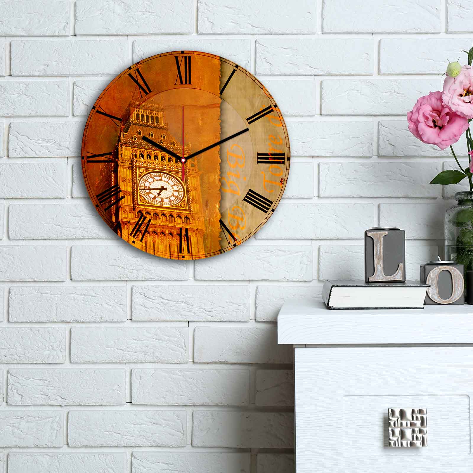 Relógio de Parede Decorativo MDF Multicolor - 30cm Diâmetro