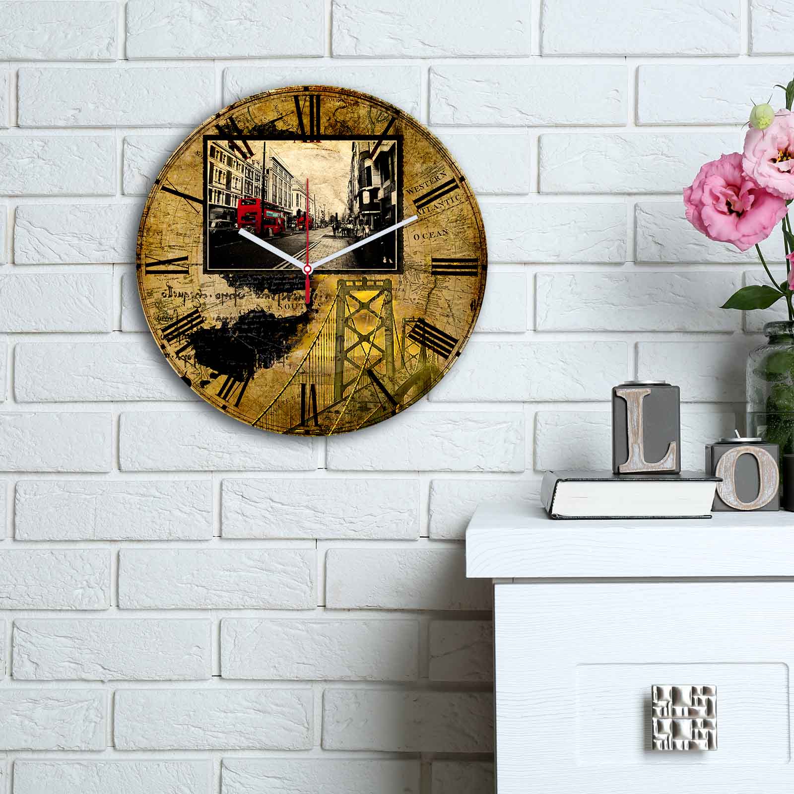 Relógio Decorativo MDF Multicolor 30cm - Design Moderno Premium