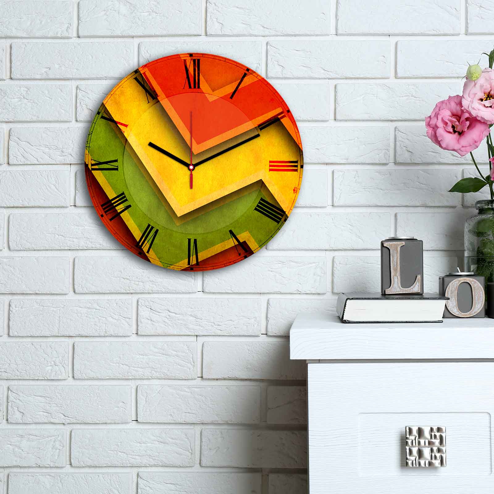 Relógio Decorativo MDF Multicolor 30cm - Design Moderno Premium