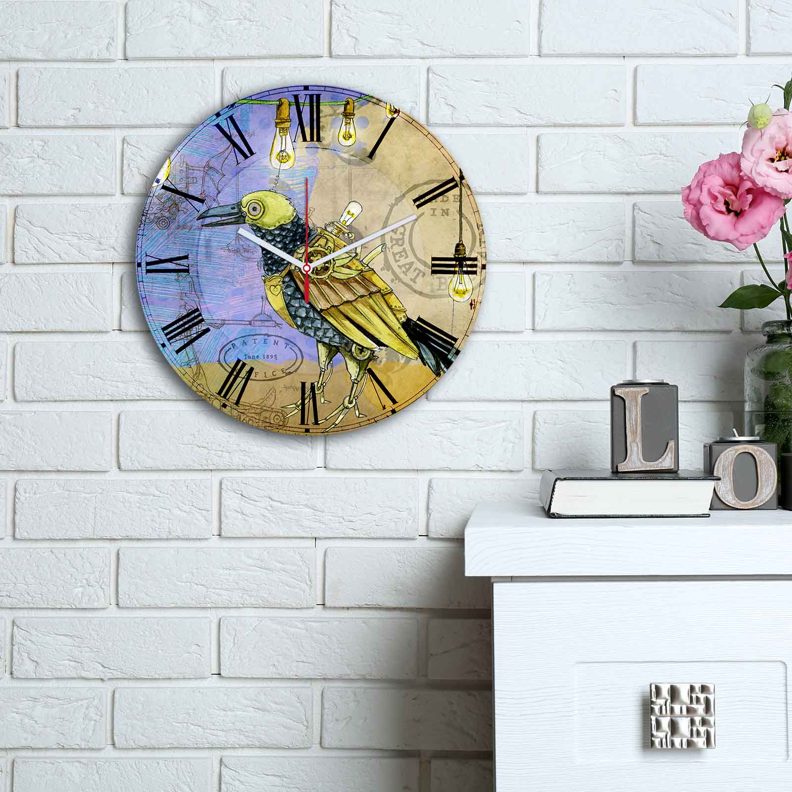 Relógio Decorativo MDF Multicolor 30cm - Design Moderno Premium