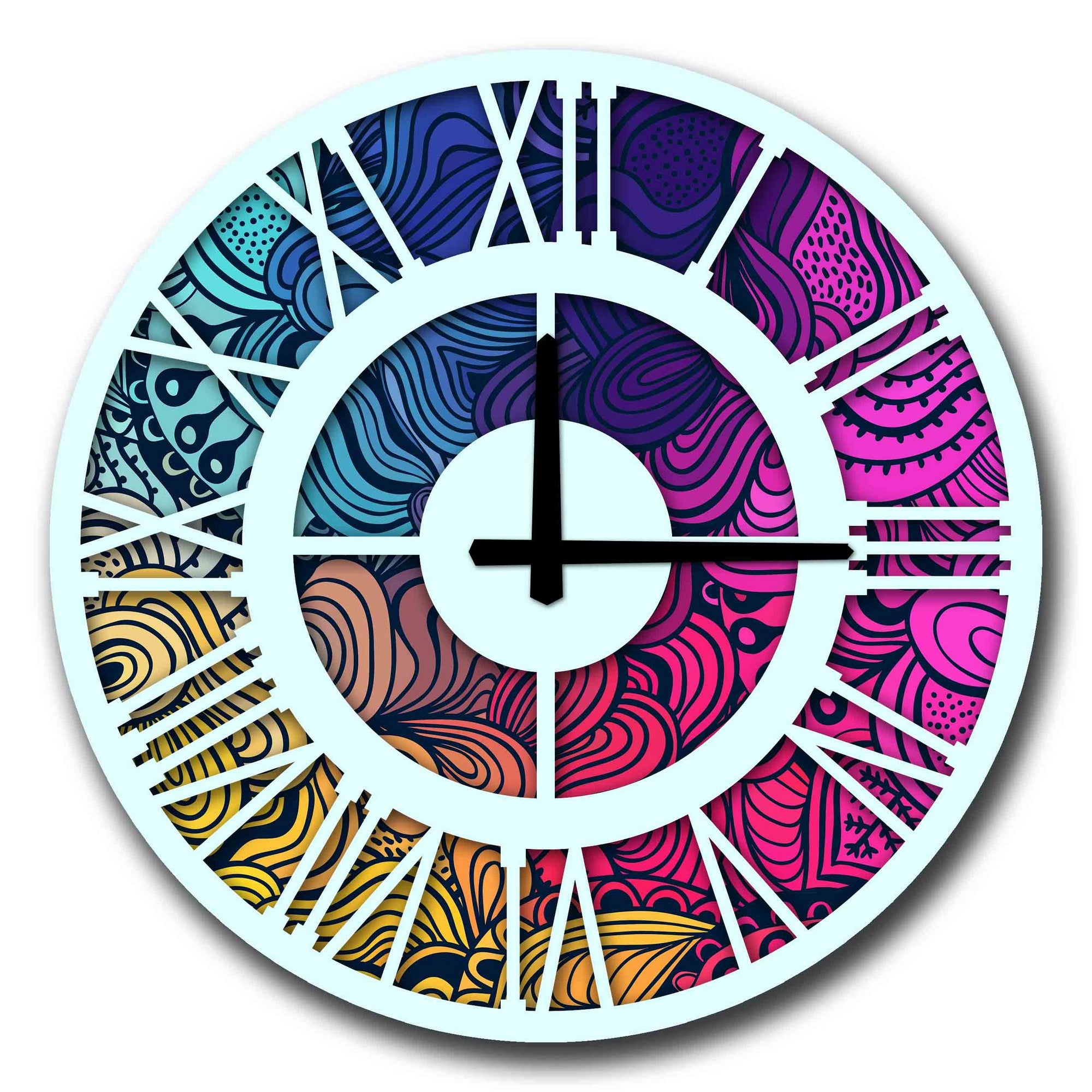 Relógio Decorativo MDF Multicolor 50cm - Design Moderno Premium