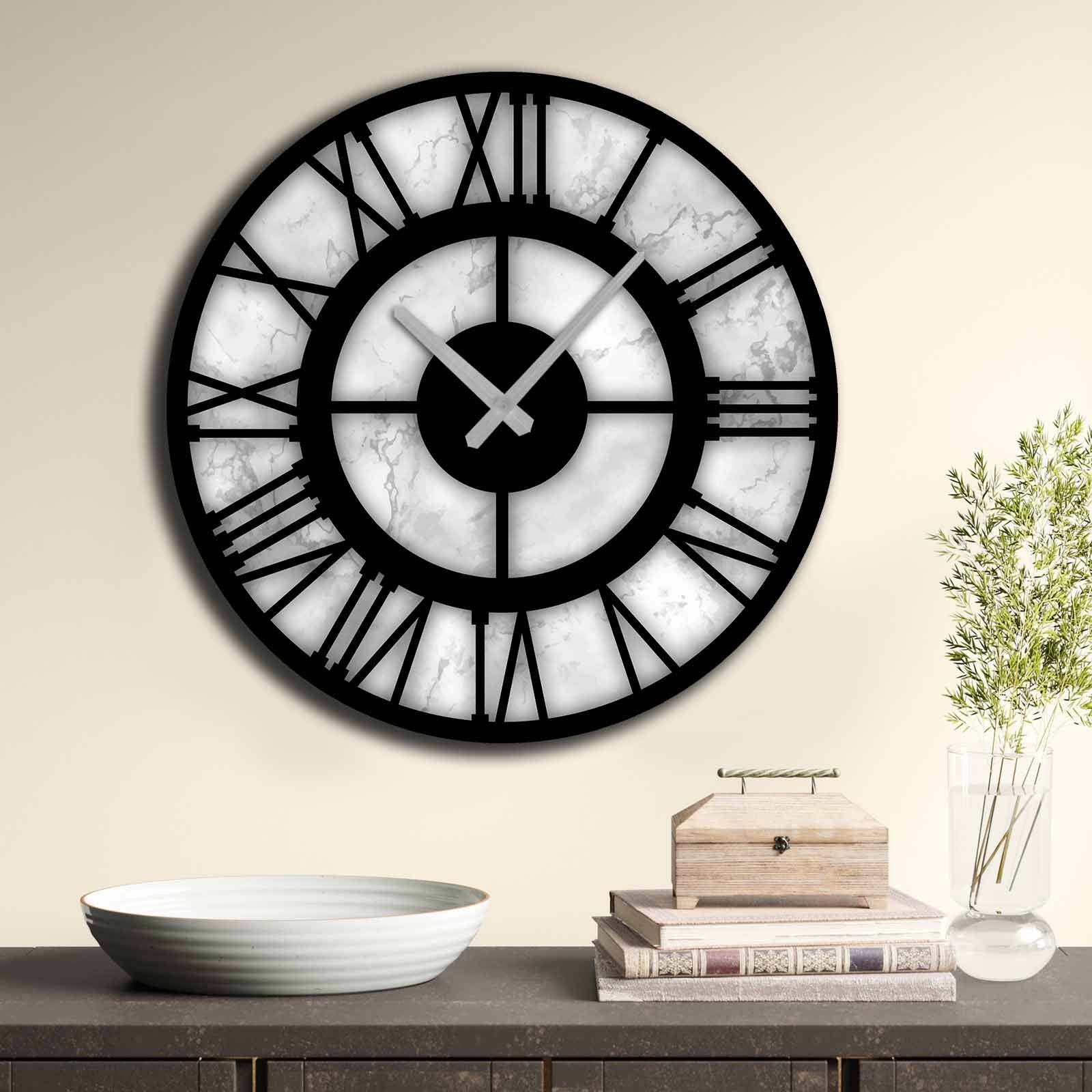 Relógio decorativo elegante em MDF, 50 cm de diâmetro | 100% MDF, 5 mm de espessura | Decoração de parede elegante para casa e escritório, perfeito para qualquer ambiente