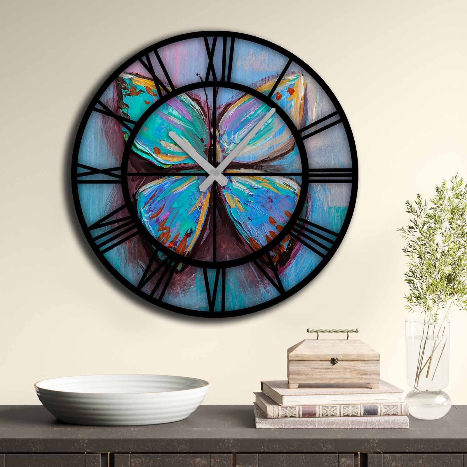 Relógio de Parede Decorativo MDF Multicolor - 50cm Diâmetro