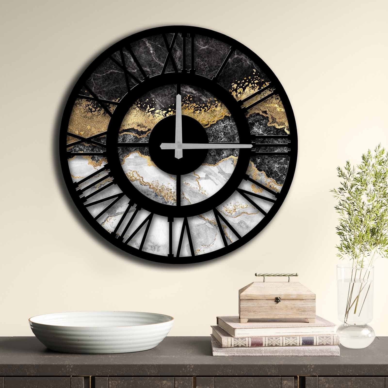 Relógio decorativo elegante em MDF, 50 cm de diâmetro | 100% MDF, 5 mm de espessura | Decoração de parede elegante para casa e escritório, perfeito para qualquer ambiente