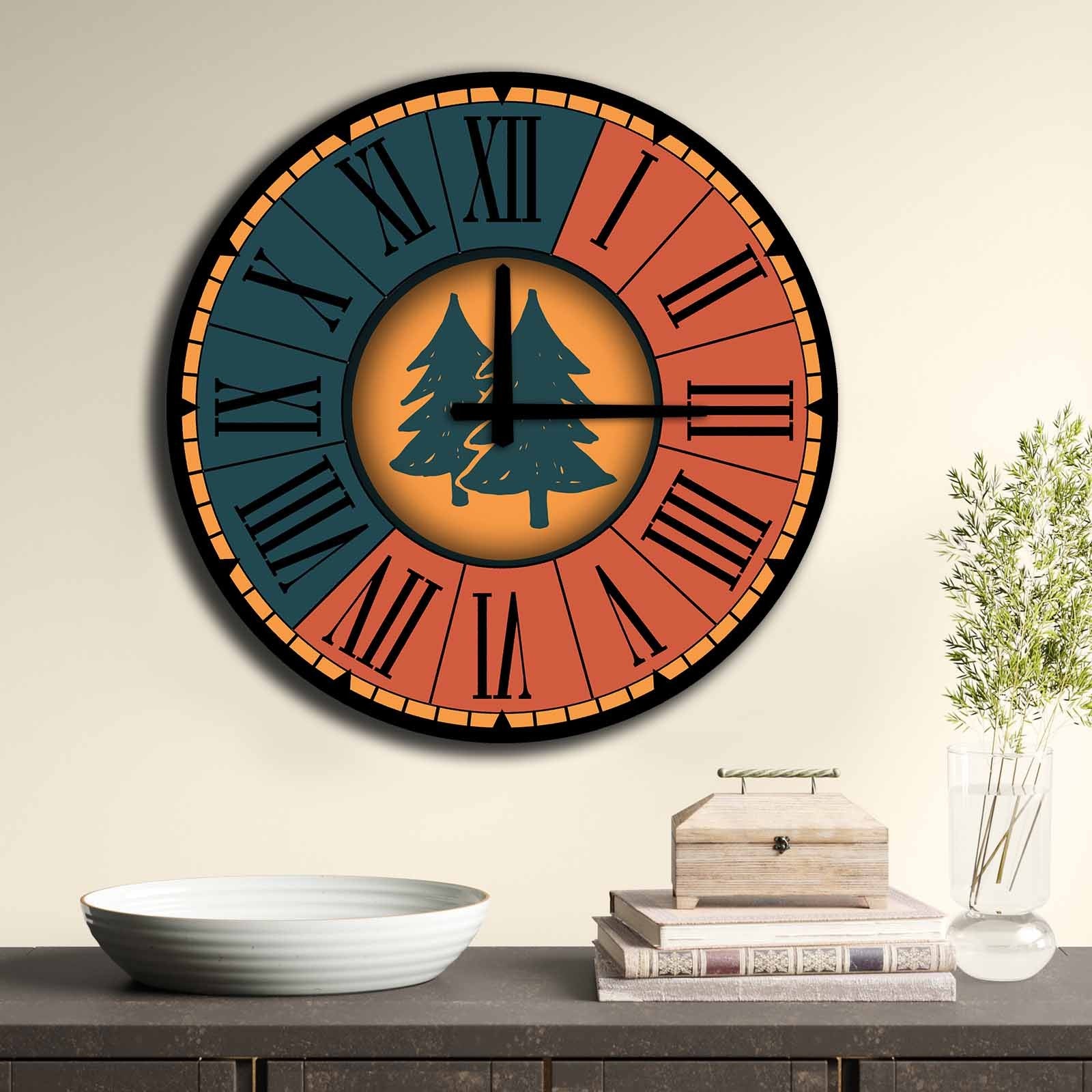 Relógio Decorativo MDF Multicolor 50cm - Design Contemporâneo