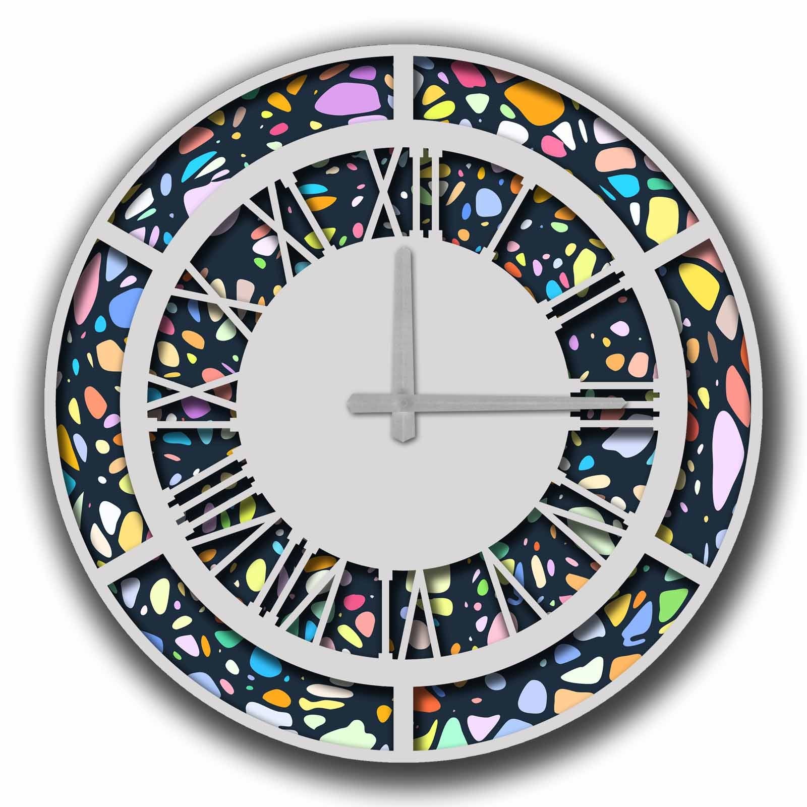 Relógio Decorativo MDF Multicolor 52cm - Design Moderno Premium