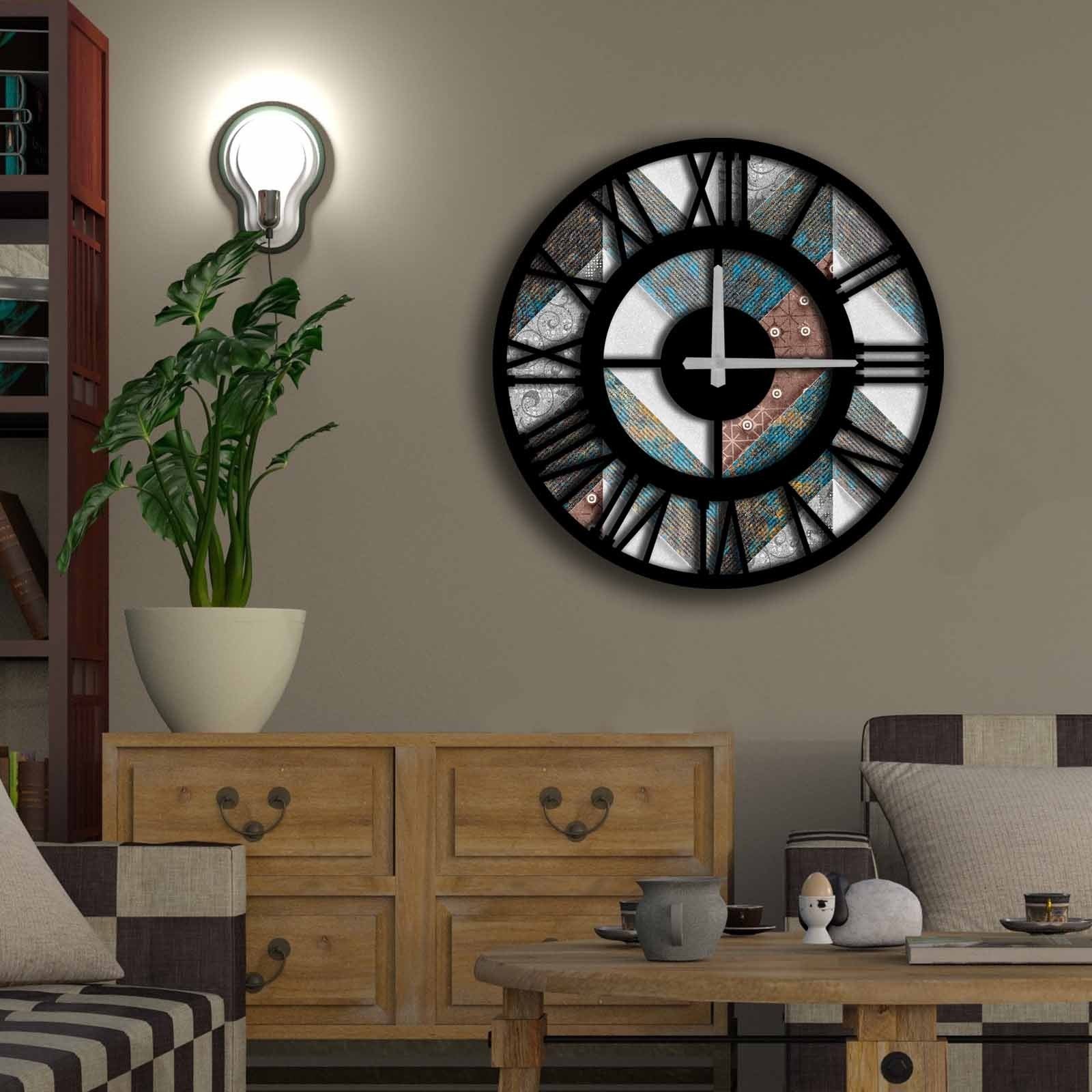 Relógio Decorativo MDF Multicolor 50cm - Design Moderno Premium