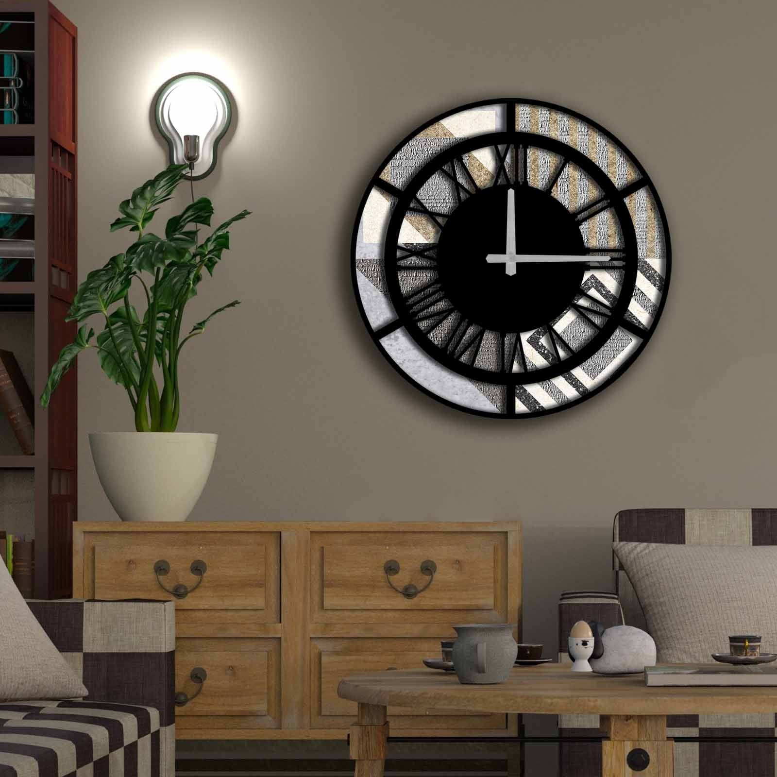 Relógio Decorativo MDF Multicolor 50cm - Design Moderno Premium