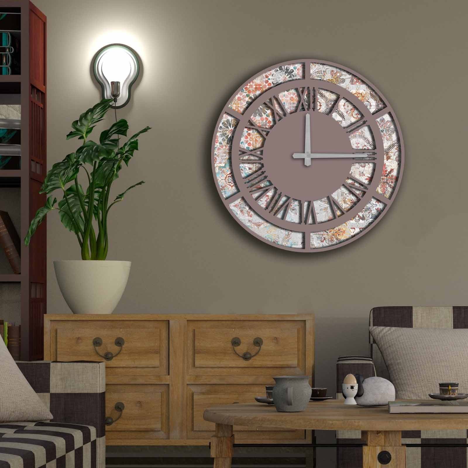 Relógio Decorativo MDF Multicolor 50cm - Design Moderno Premium