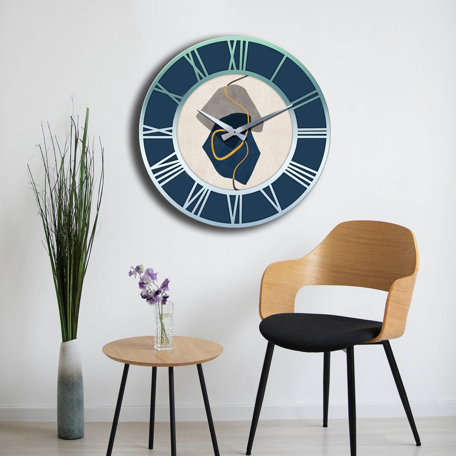 Relógio de Parede Decorativo MDF Multicolor 50cm - Design Moderno
