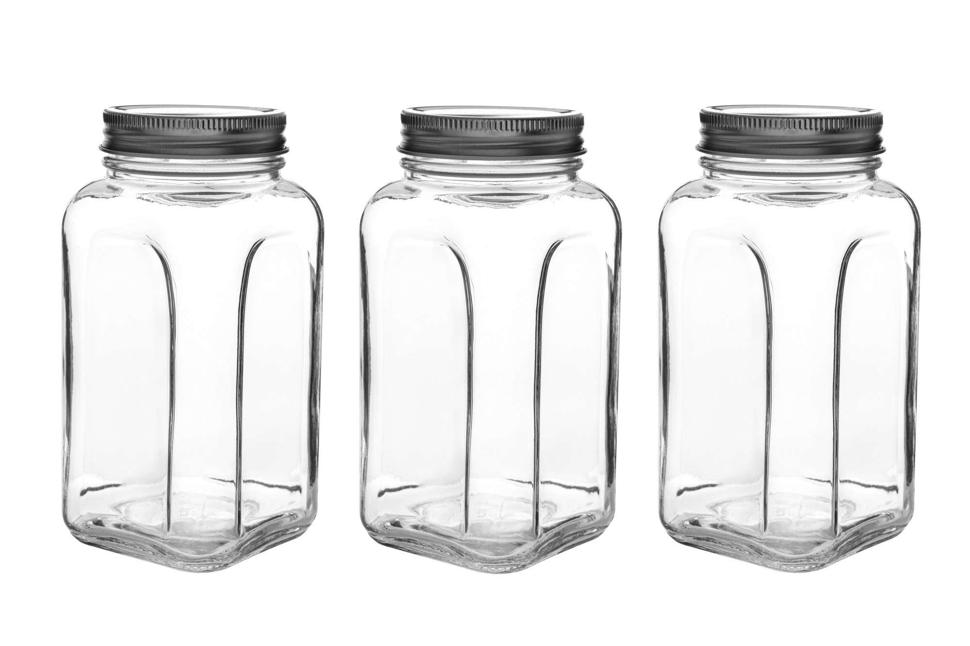 Conjunto de frascos de vidro – 8.5 x 8.5 x 16.5 cm – prateado