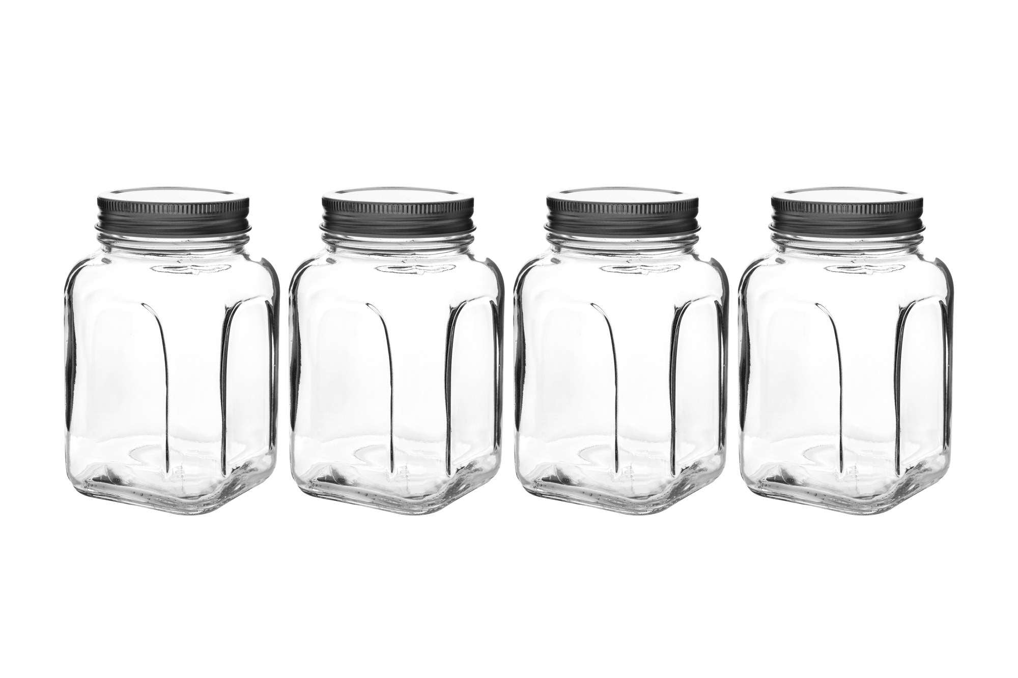 Conjunto de frascos – 8,5 x 8,5 x 14 cm – Prata – Vidro