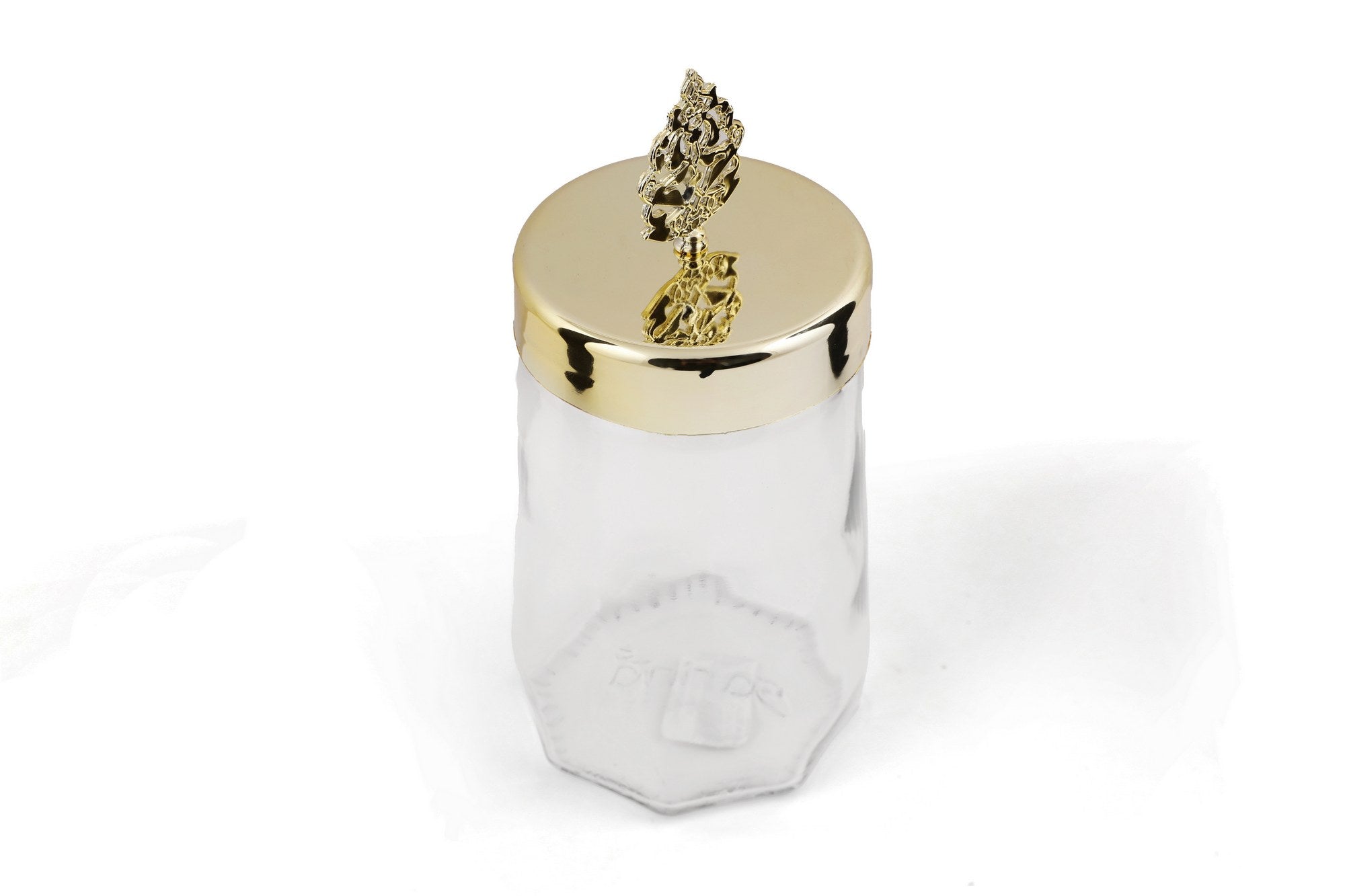 Conjunto de caixas de arrumação em vidro – 9 x 9 x 20 cm – Transparente e Dourado