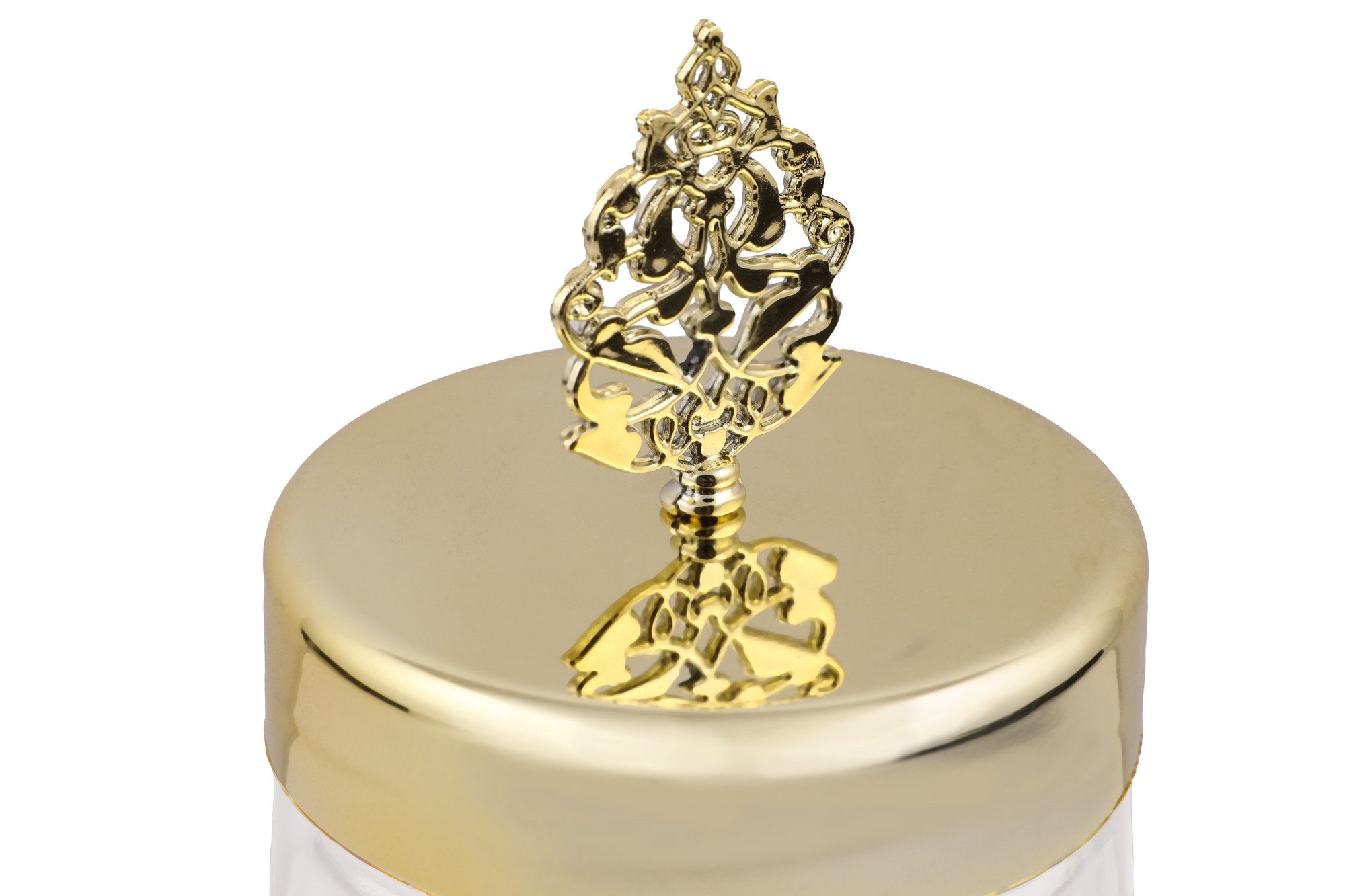 Conjunto de caixas de arrumação em vidro – 9 x 9 x 20 cm – Transparente e Dourado