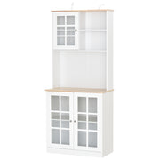 Armário de Cozinha com Prateleiras e Portas de Vidro 80x37x183 cm - Branco