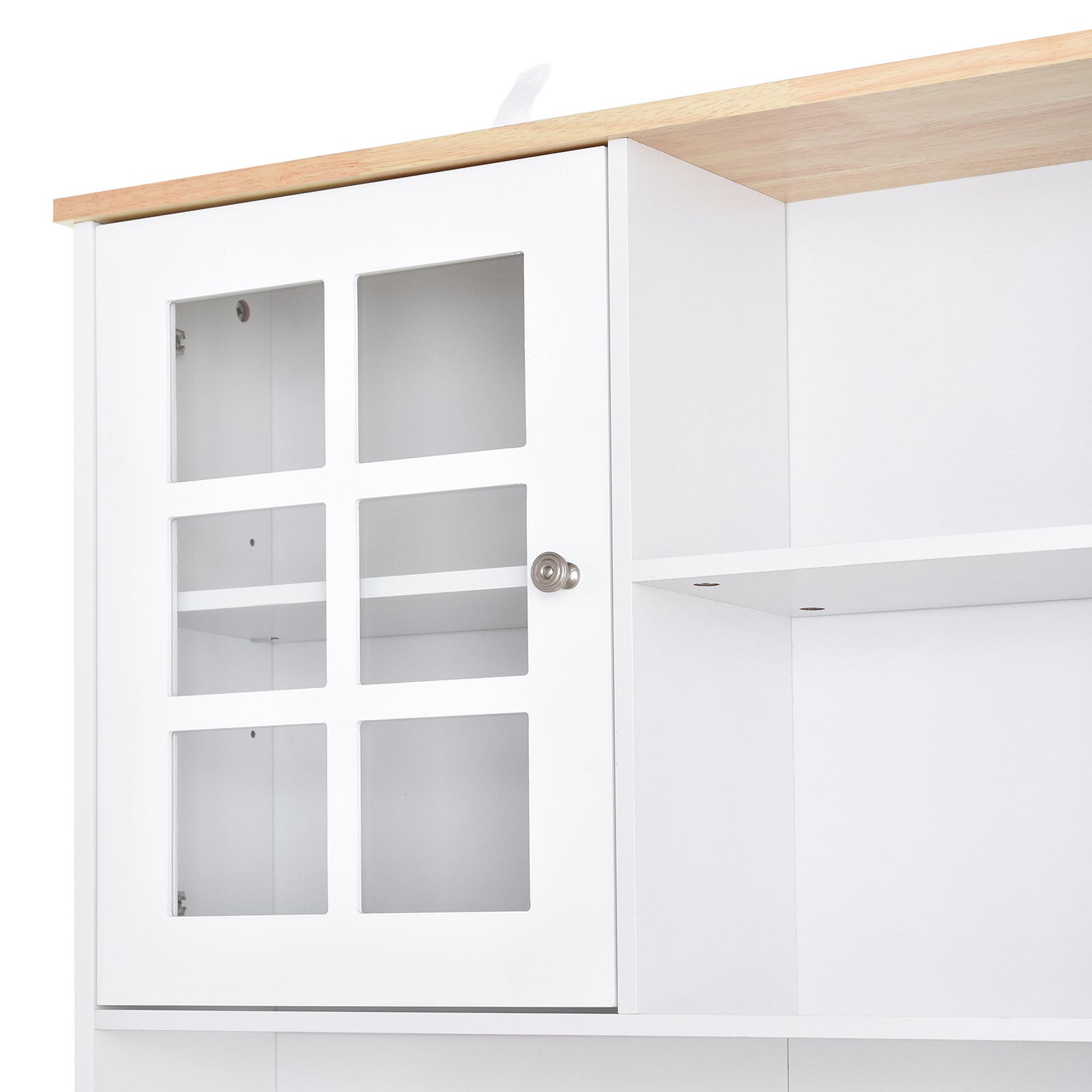 Armário de Cozinha com Prateleiras e Portas de Vidro 80x37x183 cm - Branco
