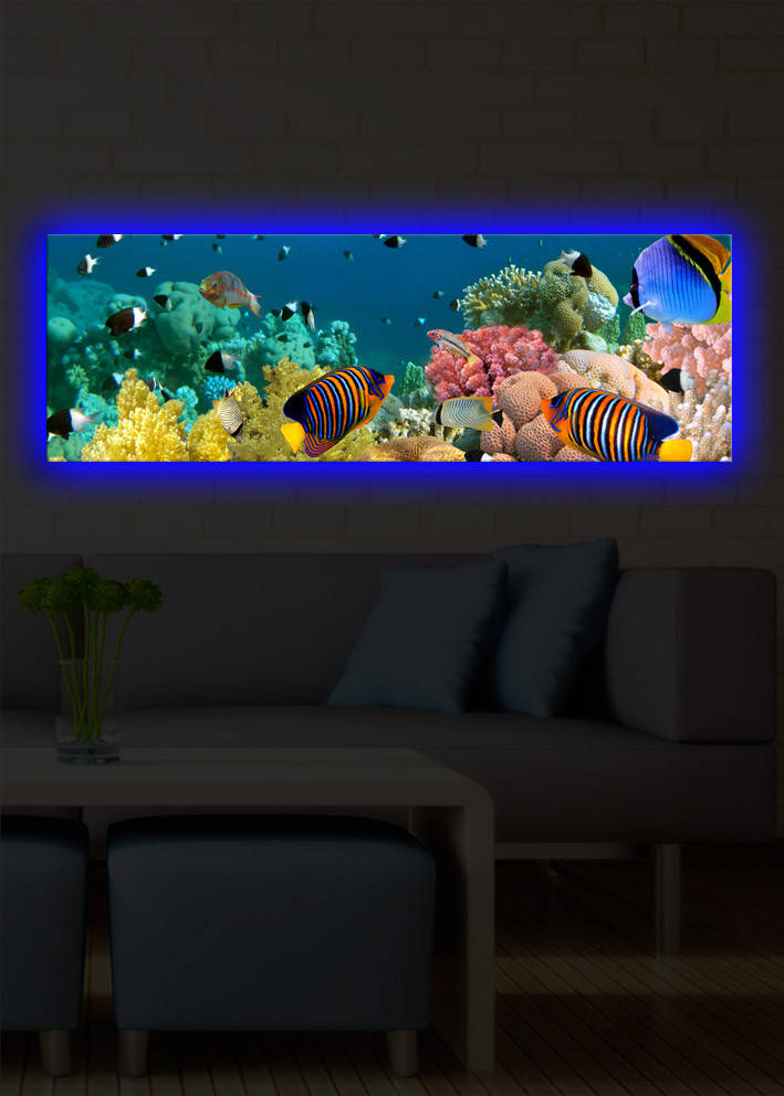 Pintura em tela decorativa com iluminação LED, 30 x 90 cm, 100% camurça, moldura de madeira (3 cm), alimentada por bateria com interruptor liga/desliga, perfeita para decoração de casa