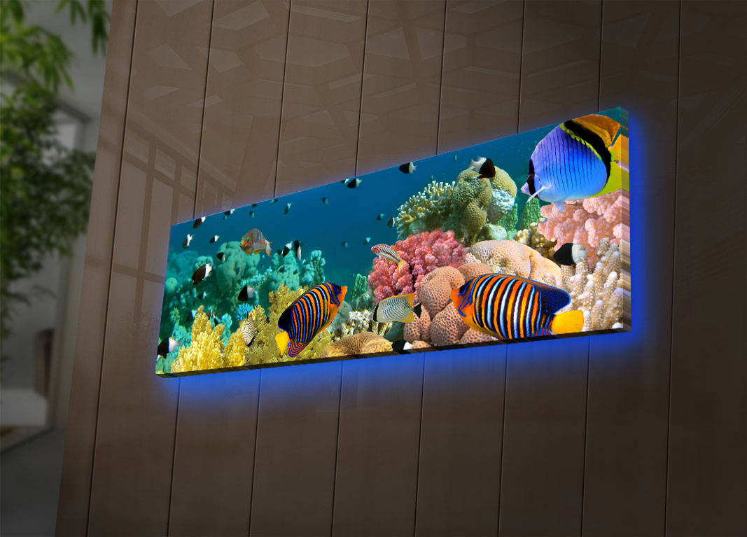 Pintura em tela decorativa com iluminação LED, 30 x 90 cm, 100% camurça, moldura de madeira (3 cm), alimentada por bateria com interruptor liga/desliga, perfeita para decoração de casa