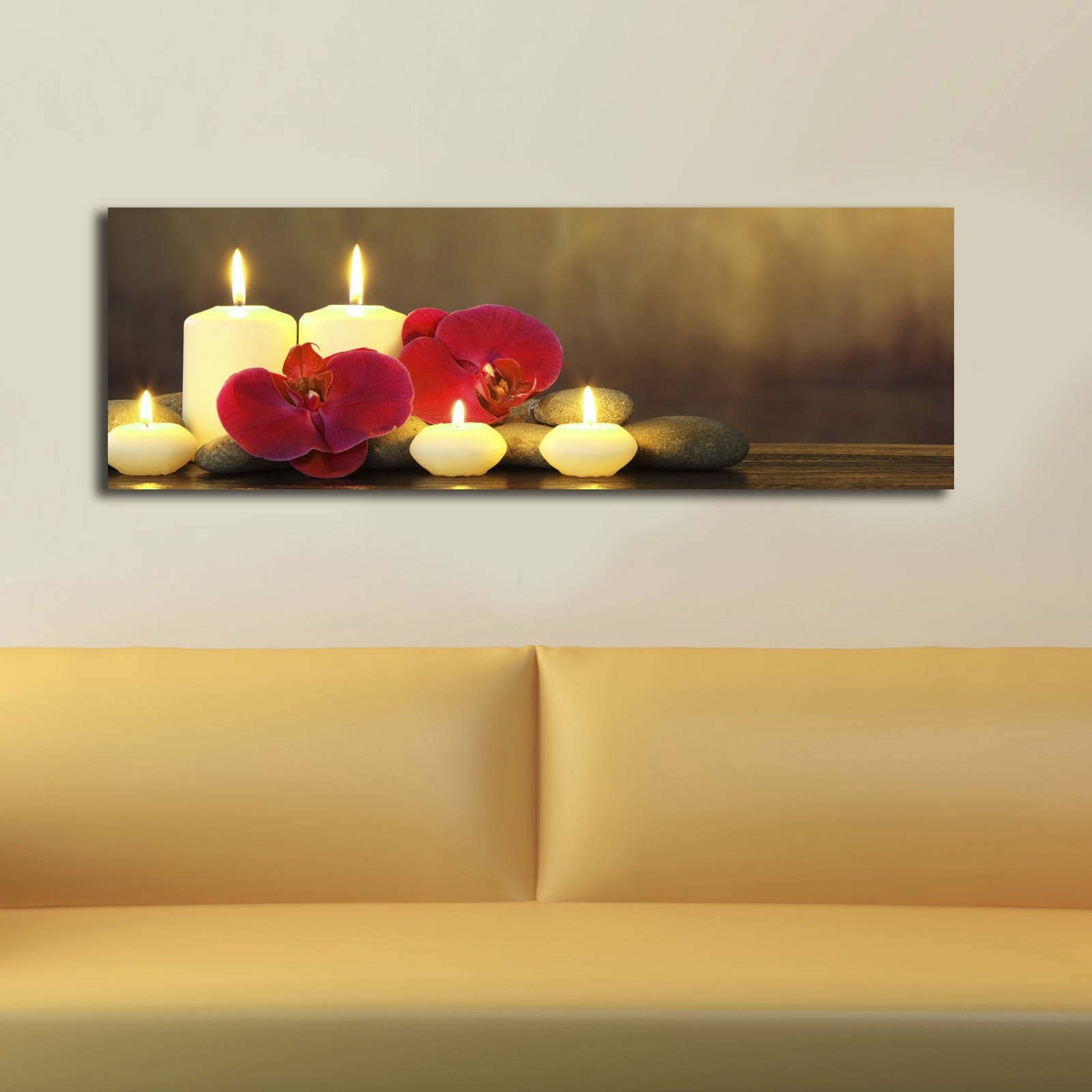 Pintura em tela decorativa com iluminação LED, 30 x 90 cm, 100% camurça, moldura de madeira (3 cm), alimentada por bateria com interruptor liga/desliga | Perfeito para decoração de casa