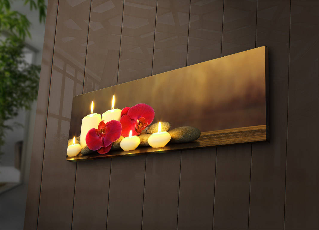 Pintura em tela decorativa com iluminação LED, 30 x 90 cm, 100% camurça, moldura de madeira (3 cm), alimentada por bateria com interruptor liga/desliga | Perfeito para decoração de casa